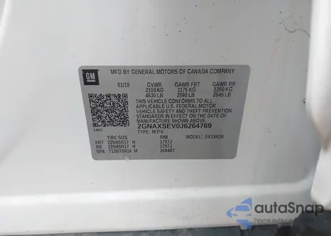 2018 Chevrolet Equinox Lt from USA, damaged, VIN 2GNAXSEV0J6264769